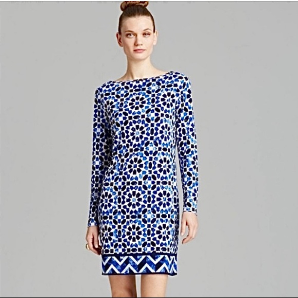 Michael Kors Blue and White Pattern Dress